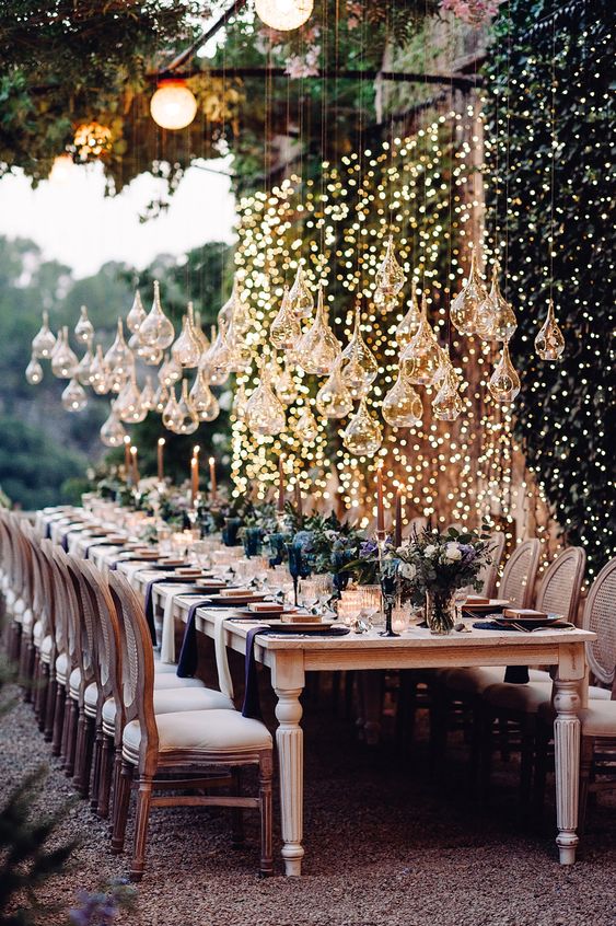 Outdoor wedding store fairy lights