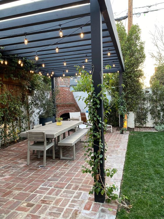 Festoon lights shop on pergola