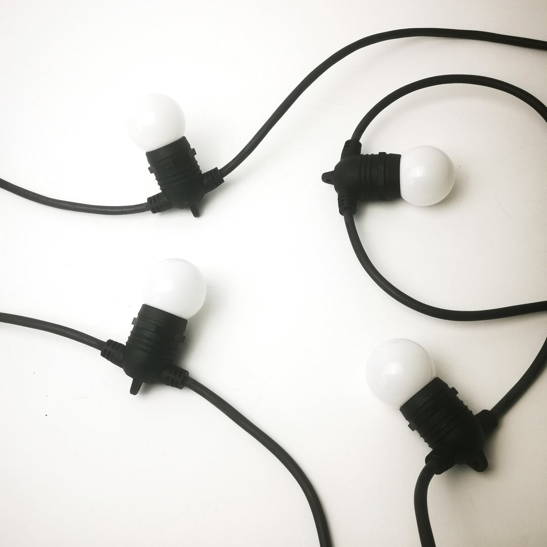 G45 Milky Bulb | 10m 10 Bulbs | Flush Mount Festoon Lights