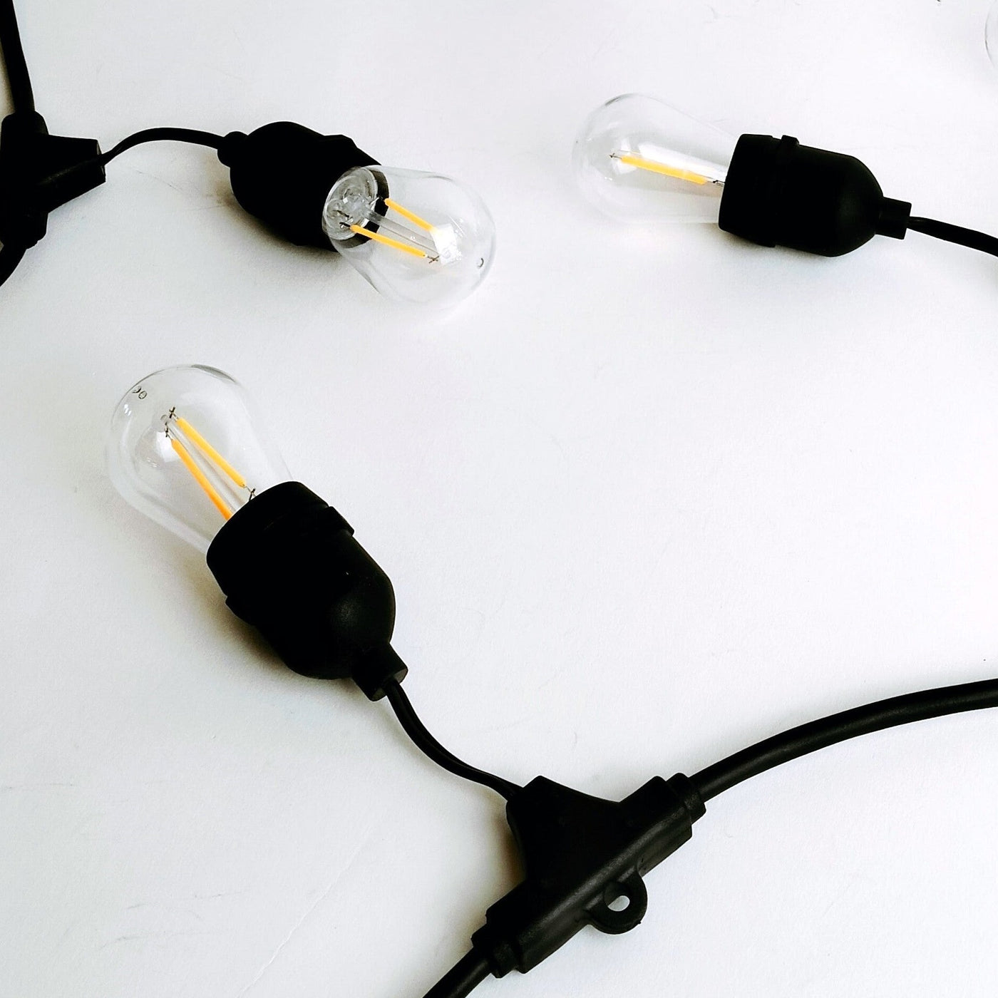 Drop Hang  | 10m 10 Bulbs | Glass S14 2w | Black Cable | Classic Festoon Lights