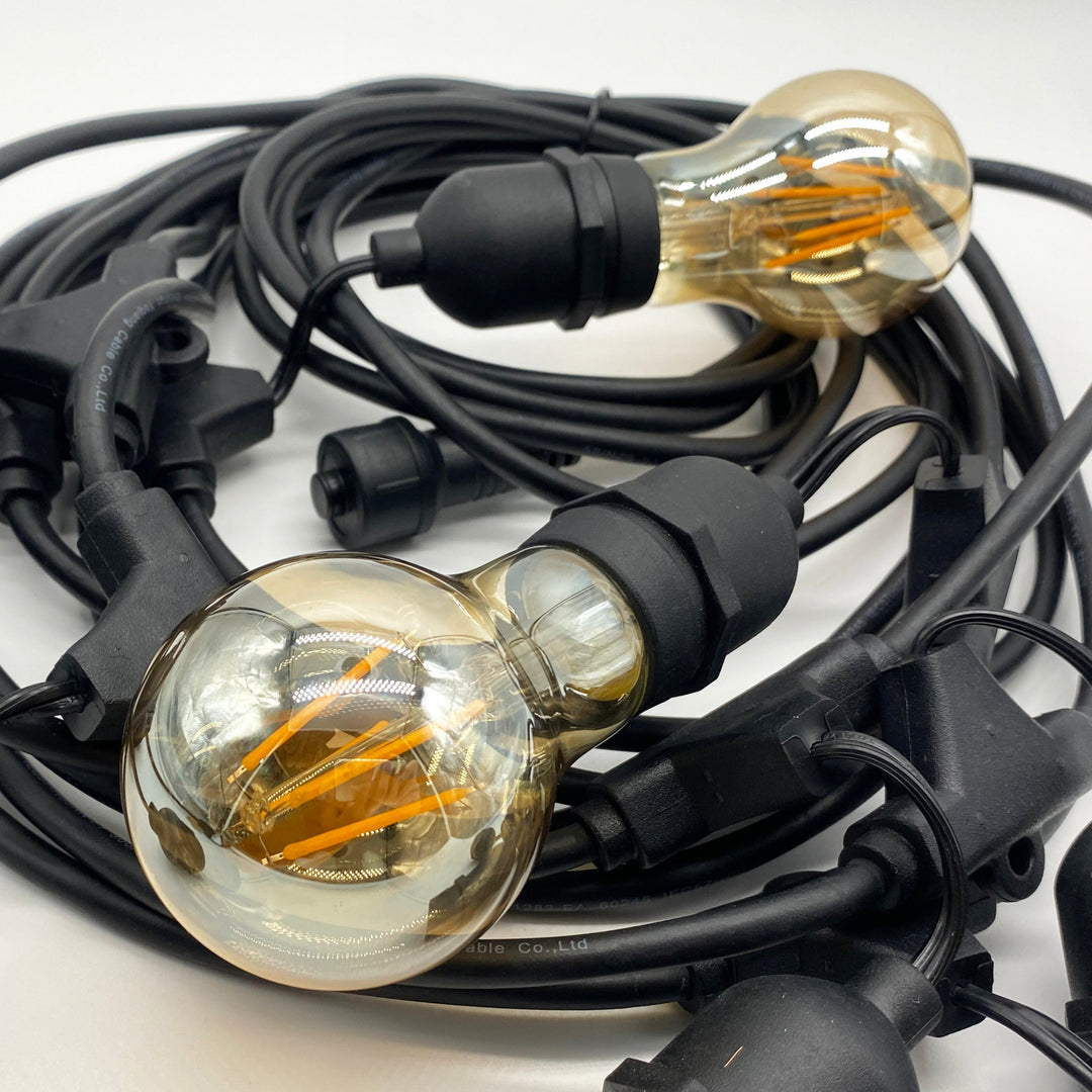 A19 Amber Bulb  | 15m 15 Bulbs | Drop Hang Dimmable Festoon Lights