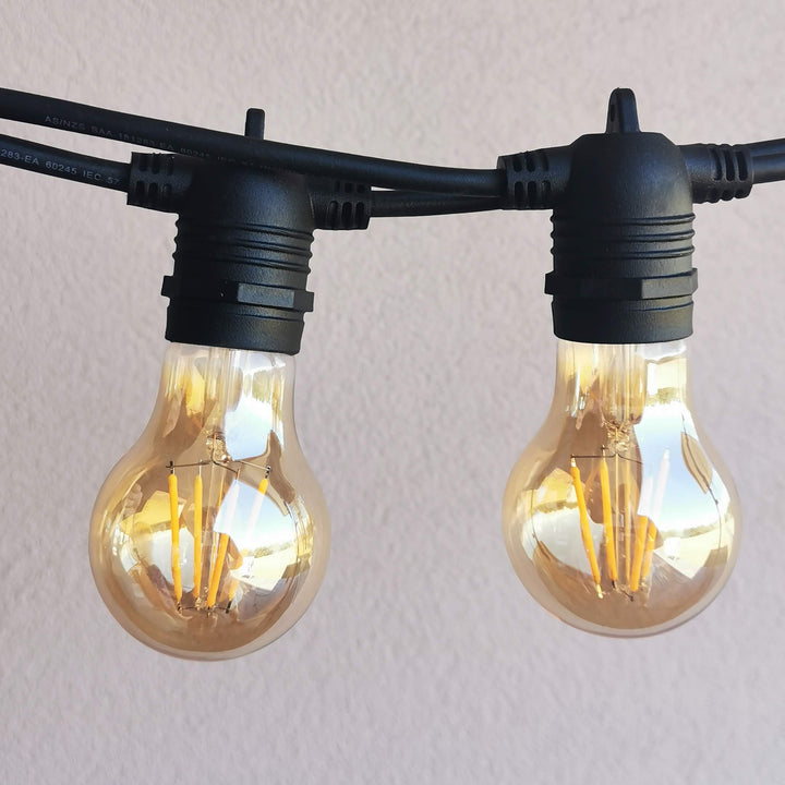 A19 Amber Bulb Flush Mount Festoon Lights from Love Your Lights