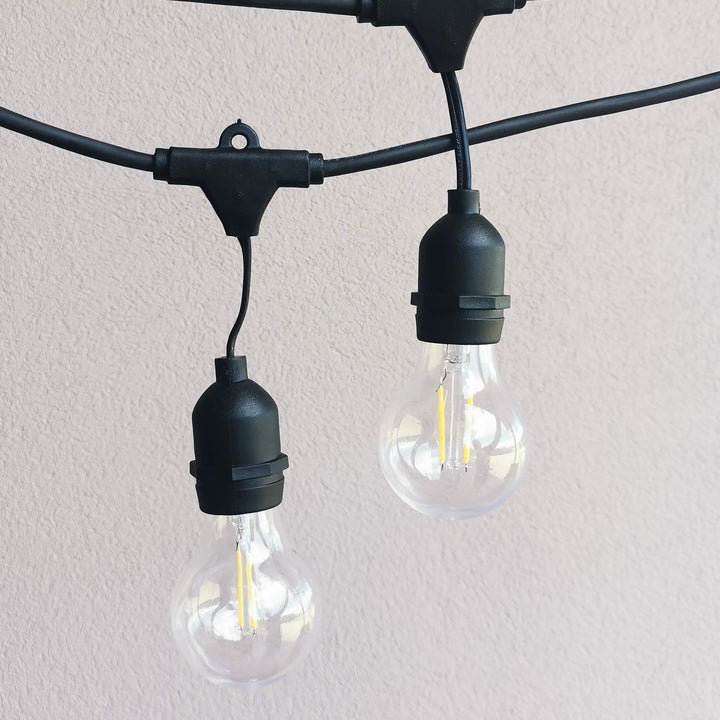 A60 Clear Bulb | 15m 15 Bulbs | Drop Hang Dimmable Festoon Lights