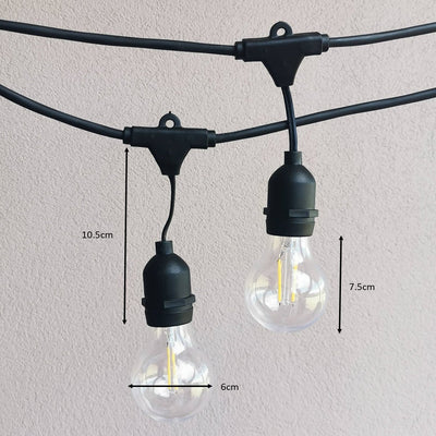 Drop Hang | 5.5m 10 Bulbs | A60 2w Clear | Dimmable Festoon Lights