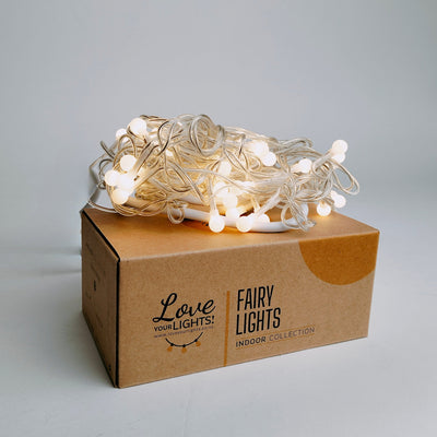 White Ball Fairy Lights | 3m & 40 Bulbs | USB | Decorative Indoor