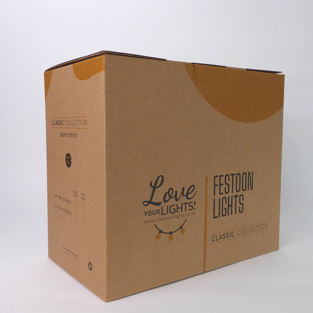 G45 Milky Bulb | 10m 20 Bulbs | Flush Mount Festoon Lights