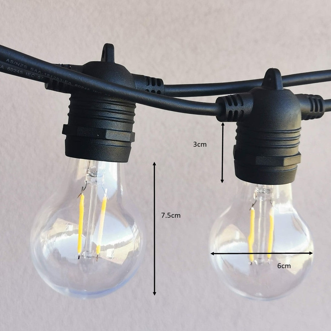 A60 Clear Bulb | 10m 10 Bulbs | Flush Mount Dimmable Festoon Lights