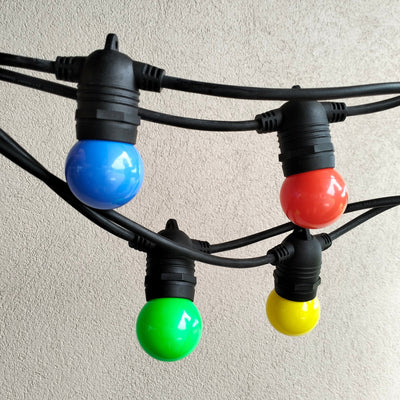 Flush Mount | 10m 10 Bulbs | G45 Colour | Non-Dimmable Festoon Lights