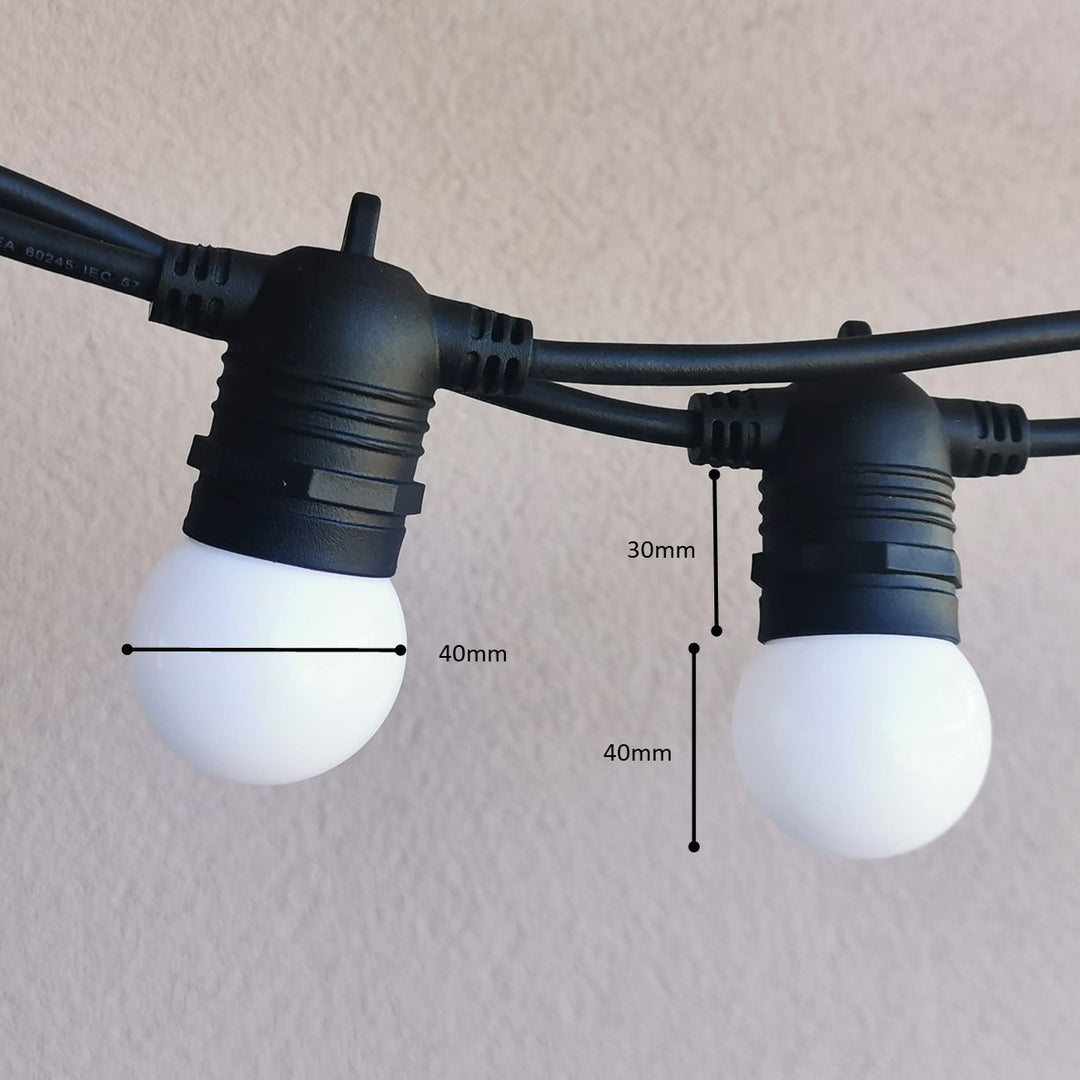 G45 Milky Bulb | 10m 10 Bulbs | Flush Mount Festoon Lights