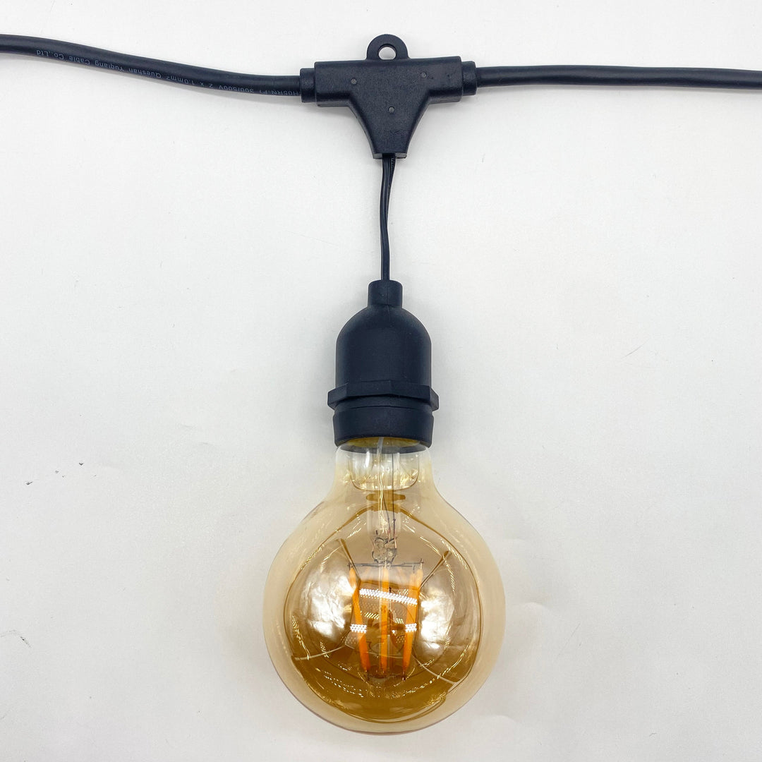 G80 Amber Bulb | 15m 15 Bulbs | Drop Hang Dimmable Festoon Lights
