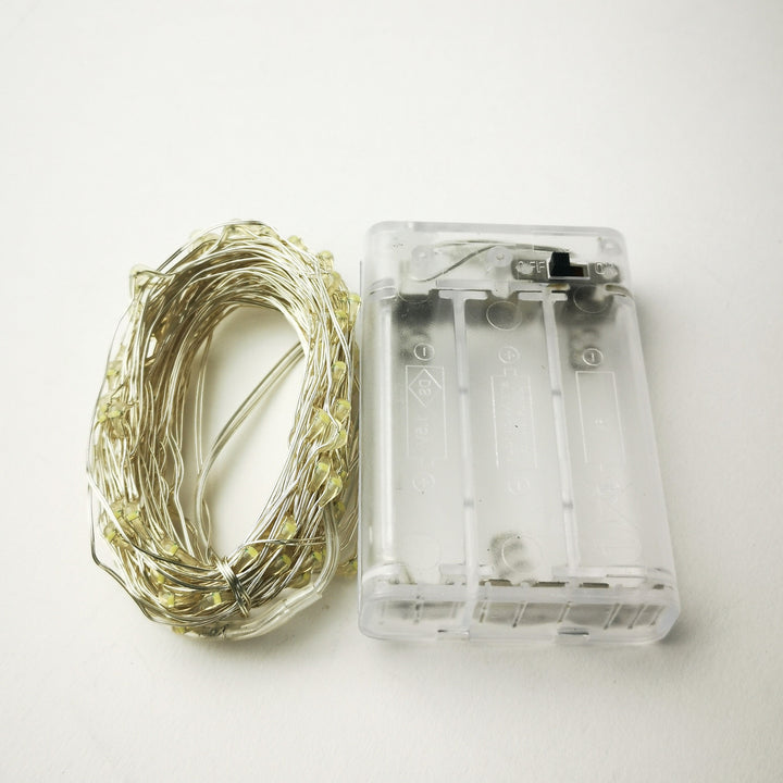 Silver 10m Fairy Lights | Warm White | AA Battery | Decorative Indoor