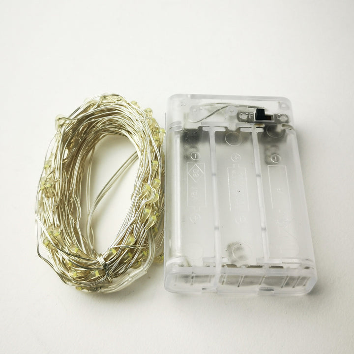 Silver 10m Fairy Lights | White | AA Battery | Decorative Indoor Battery