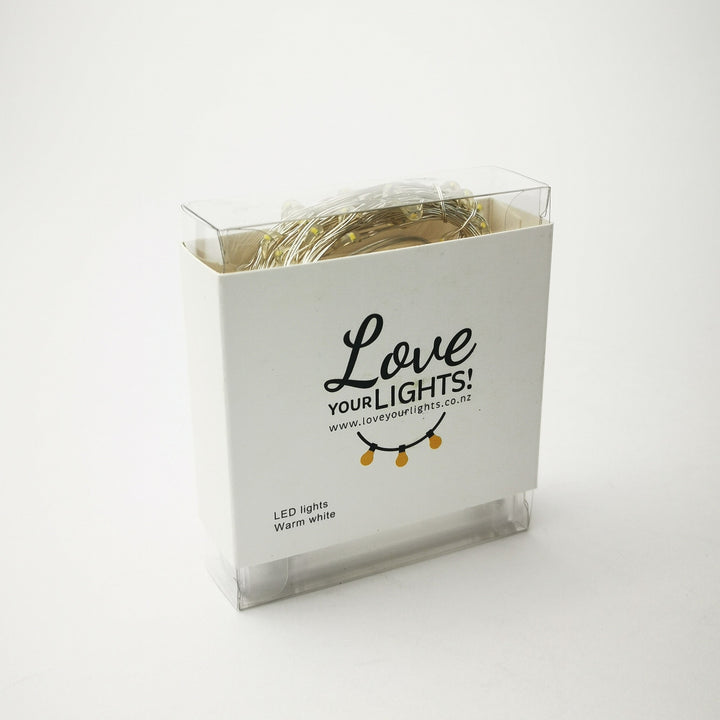Silver 10m Fairy Lights | Warm White | AA Battery | Decorative Indoor