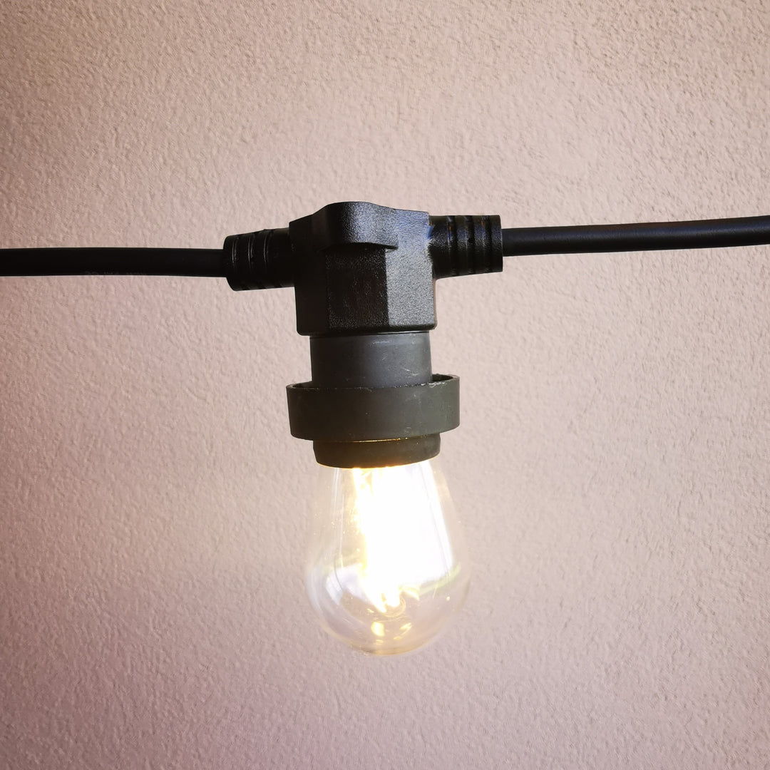 S14 Bulb | 10m 10 Bulbs | Flat Flush Mount Festoon Lights