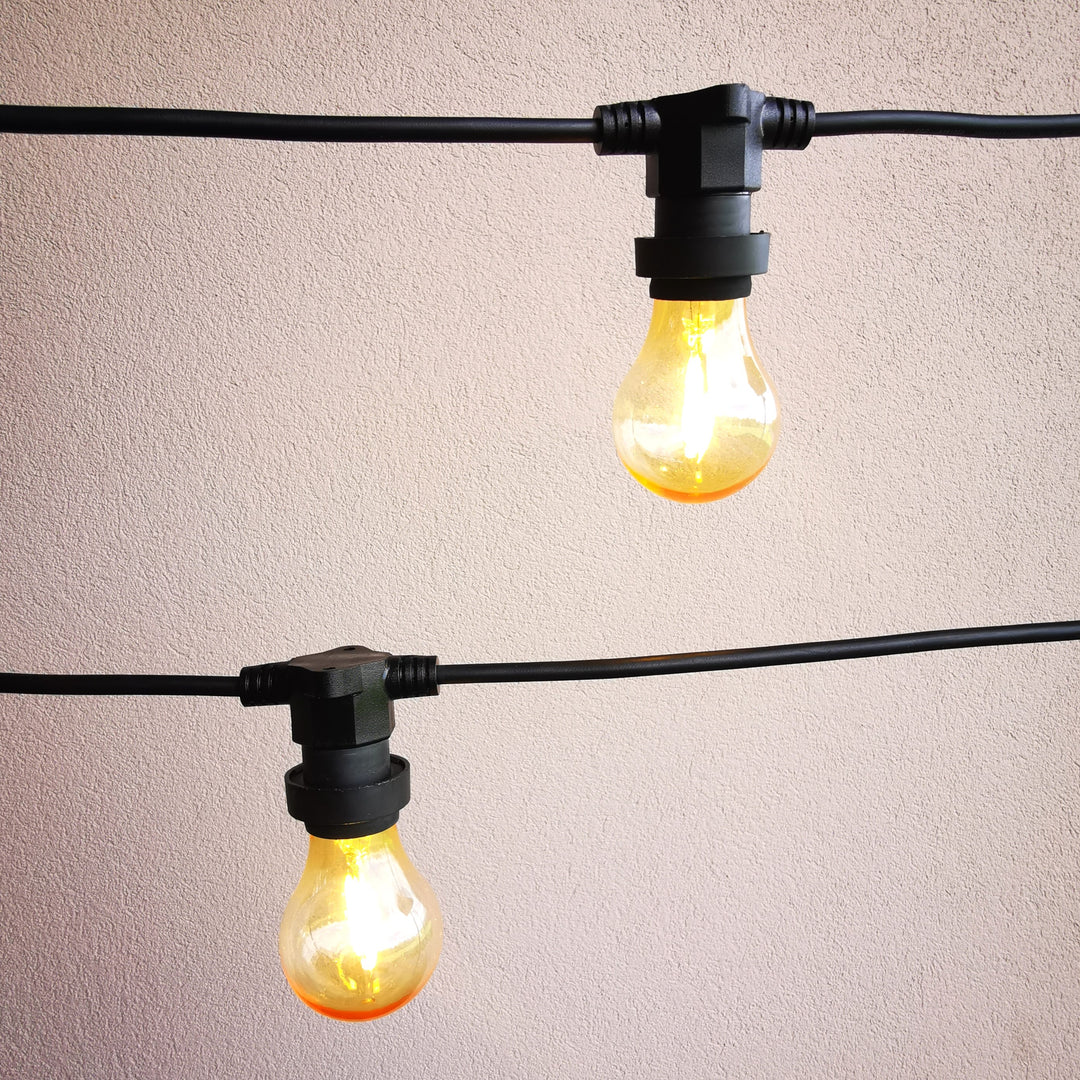 A60 Amber Bulb  | 10m 10 Bulbs | Flat Flush Mount Festoon Lights