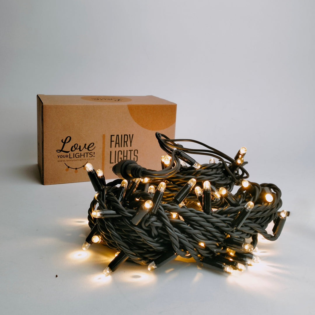 Outdoor Fairy Lights | 10m Black Rubber Cable Connectable | Pro Series