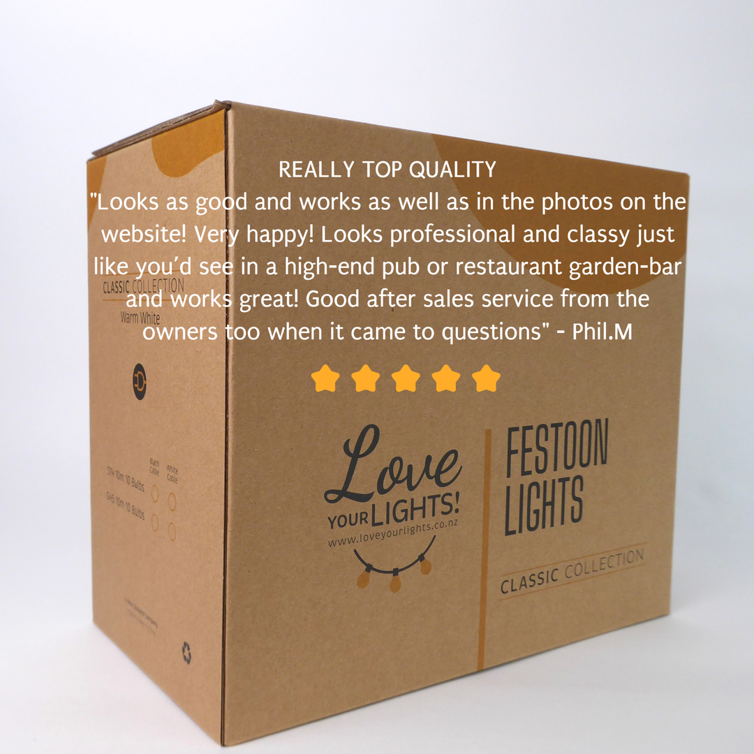 A19 Amber Blub | 10m 20 Bulbs | Drop Hang Dimmable Festoon Lights