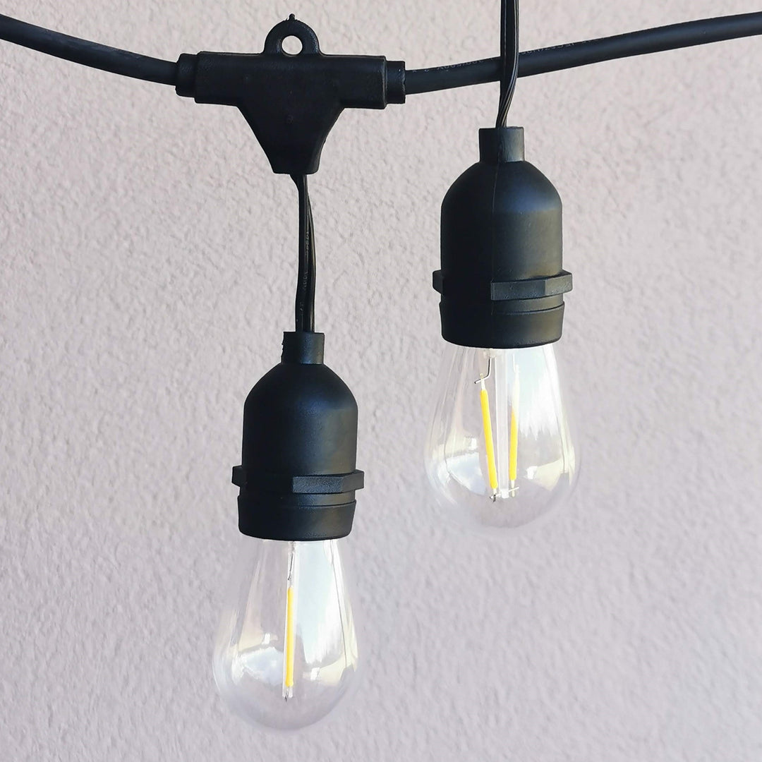 S14 Clear Bulb | 10m 20 Bulbs | Drop Hang Dimmable Festoon Lights
