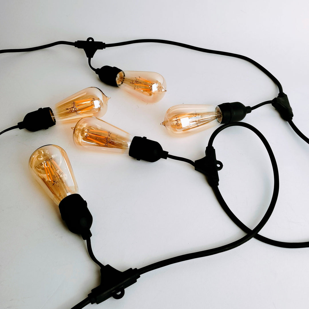 ST58 Amber Bulb | 10m 20 Bulbs | Drop Hang Dimmable Festoon Lights