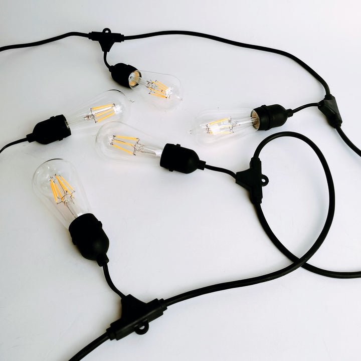 ST58 Clear Bulb | 15m 15 Bulbs | Drop Hang Dimmable Festoon Lights