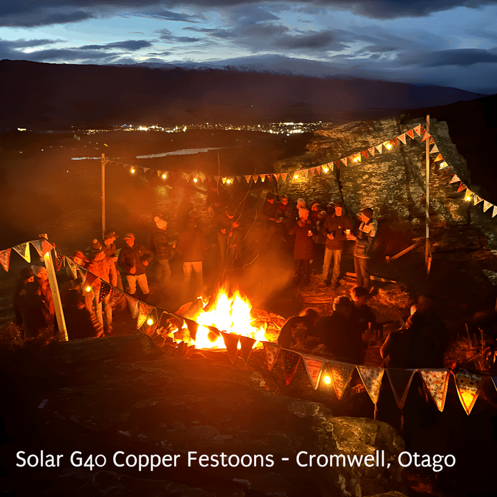 Solar G40 Copper Wire Festoon Lights | 7.6m 25 Bulbs