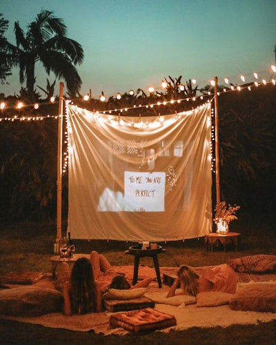 Outdoor Cinema Night with Fairy Lights
