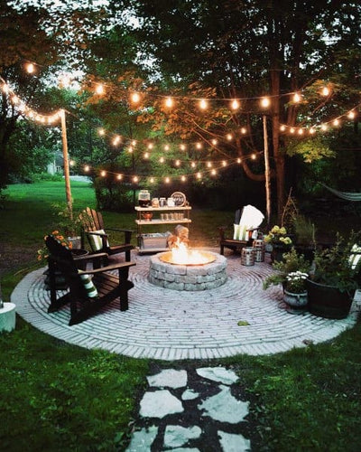 Patio String Lighting Ideas for Around Fire Pits