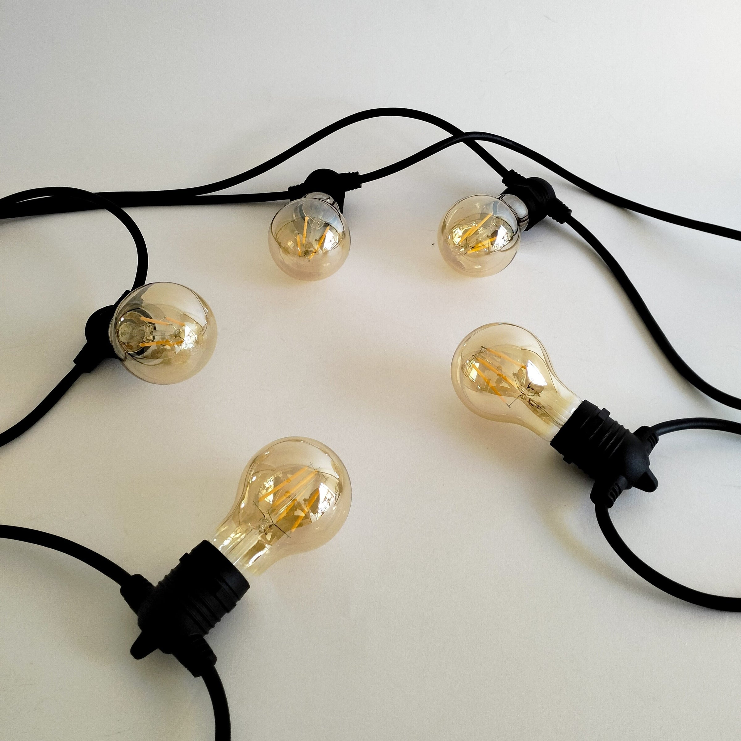 Festoon Lights | 1m Spaced Bulbs | Connectable Flush Mount Style