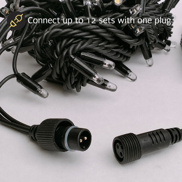 Outdoor Fringe Fairy Lights | 3m Black Rubber Cable | Connectable | 30cm Drops | Pro Series
