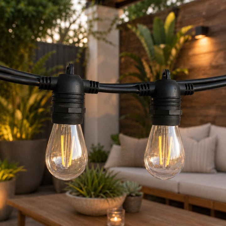 Festoon Lights | S14 Clear Bulb | 5m 10 Bulbs | Flush Mount | Connectable