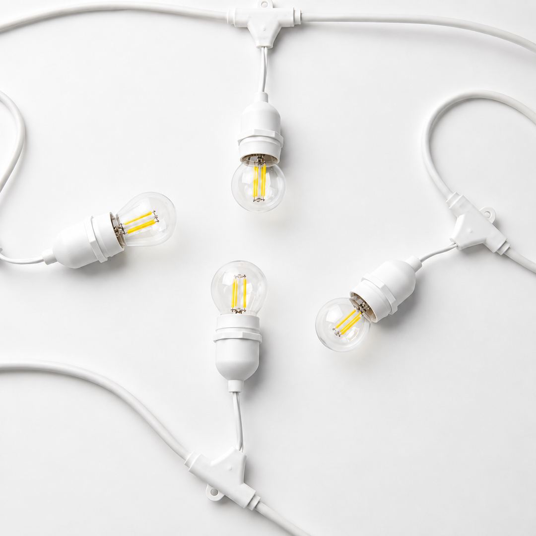 Festoon Lights | G45 Clear Bulb | 10m 10 Bulbs | Drop Hang