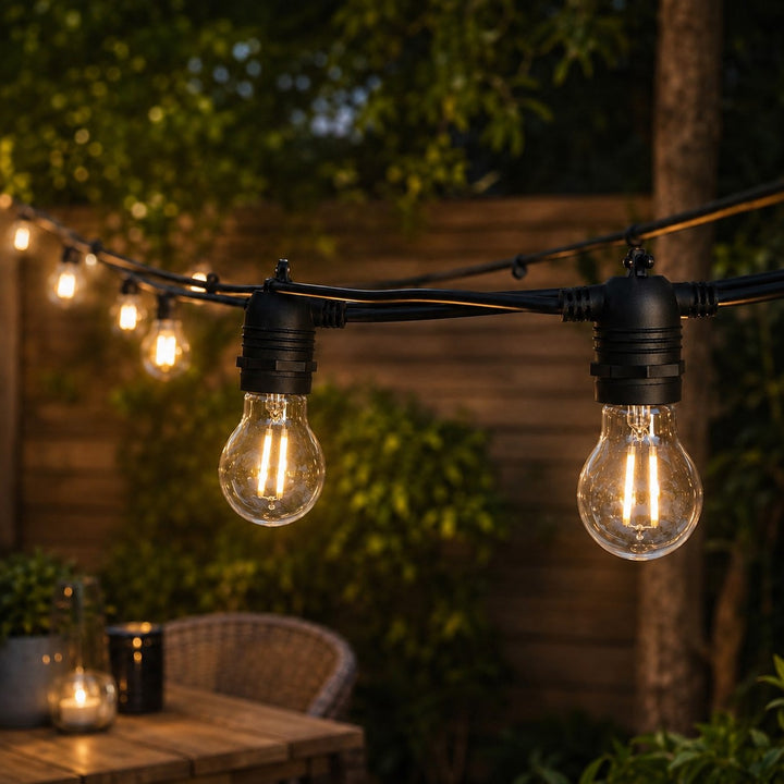 Festoon Lights | A60 Clear Bulb | 5m 10 Bulbs | Flush Mount | Connectable