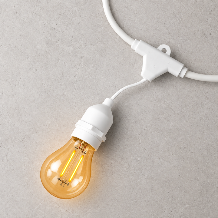 Festoon Lights | A60 Amber Bulb | 10m 10 Bulbs | Drop Hang | Connectable