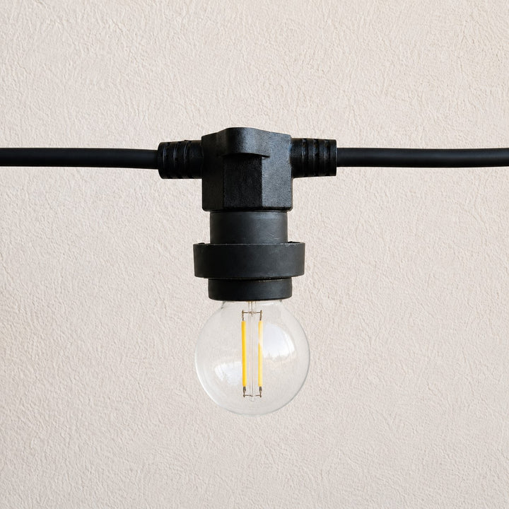 Festoon Lights | G45 Glass Bulb  | 10m 10 Bulbs | Flat Flush Mount | Connectable