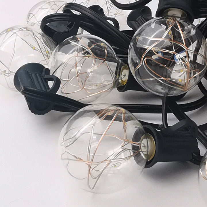 G40 Copper Wire Bulbs | 12m 30 Bulbs | Flush Mount Low Voltage Festoon Lights