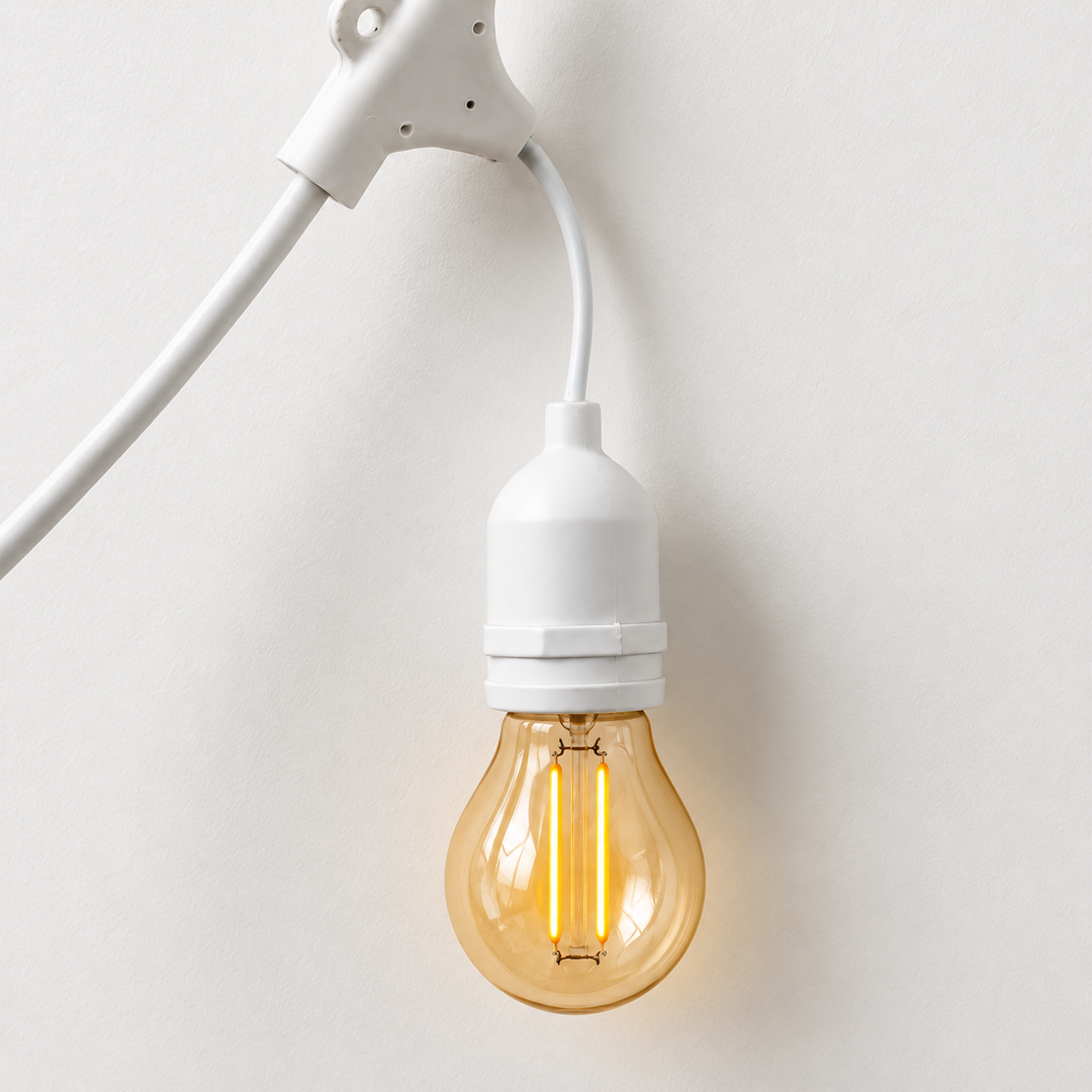 Festoon Lights | A60 Amber Bulb | 10m 10 Bulbs | Drop Hang | Connectable