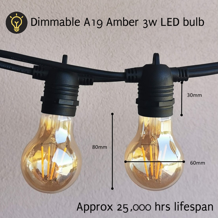 A19 Amber Tinted Festoons - Love Your Lights 