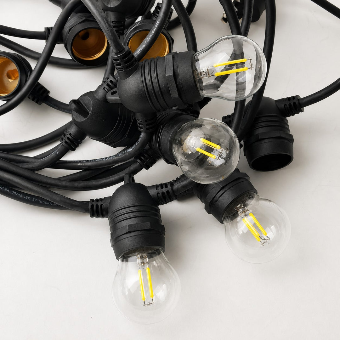 G45 Glass Bulb | 10m 10 Bulbs | Non-Dimmable | Flush Mount Festoon Lights