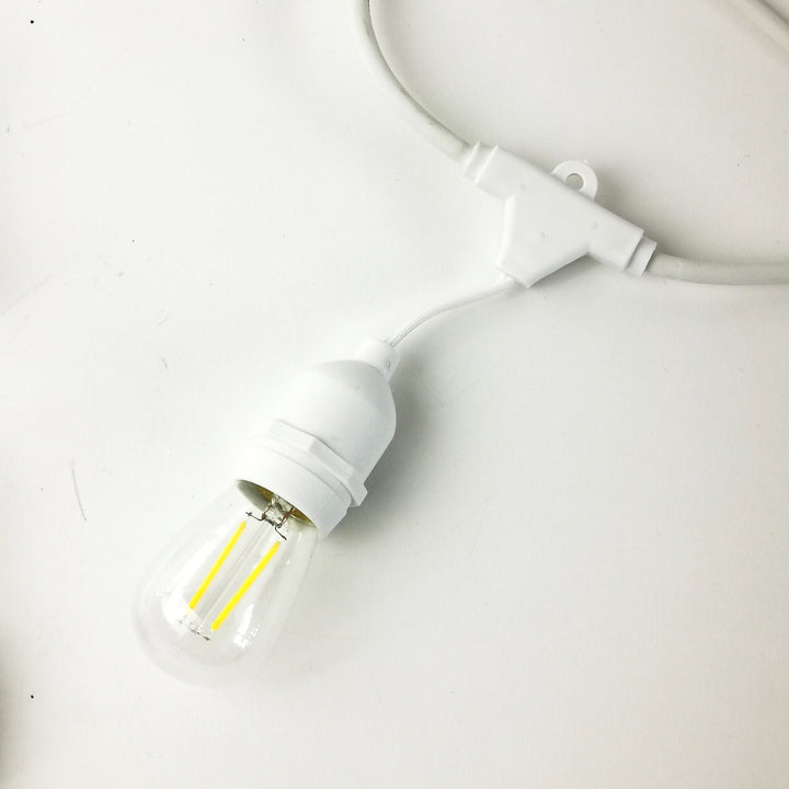 S14 Glass Bulb | 10m 10 Bulbs | Non Dimmable Drop Hang | White Cable