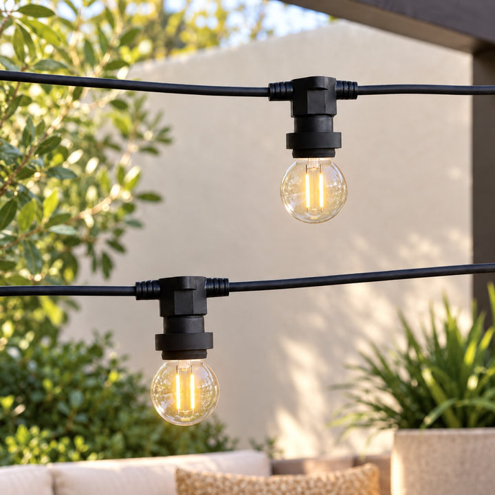 Festoon Lights | G45 Glass Bulb  | 10m 10 Bulbs | Flat Flush Mount | Connectable