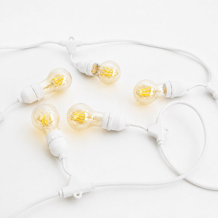 A19 Amber Bulb | 10m 10 Bulbs | Drop Hang Dimmable Festoon Lights
