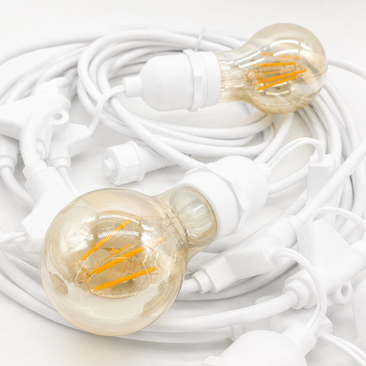 A19 Amber Bulb | 10m 10 Bulbs | Drop Hang Dimmable Festoon Lights