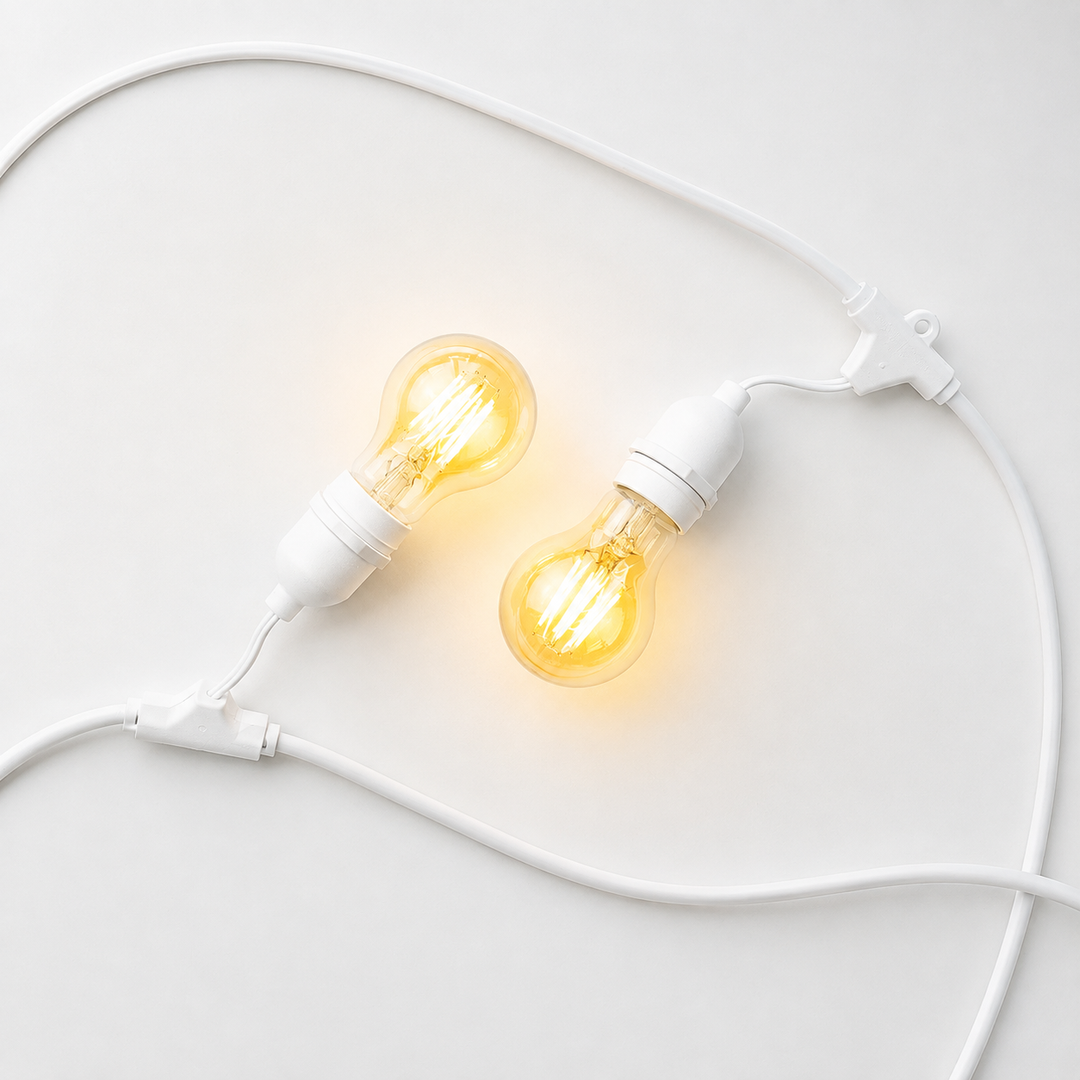 A19 Amber Bulb | 10m 10 Bulbs | Drop Hang Dimmable Festoon Lights