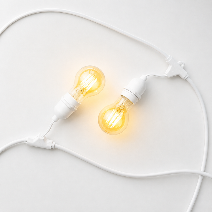 A19 Amber Bulb | 10m 10 Bulbs | Drop Hang Dimmable Festoon Lights