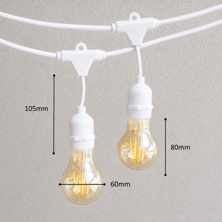 A19 Amber Bulb | 10m 10 Bulbs | Drop Hang Dimmable Festoon Lights