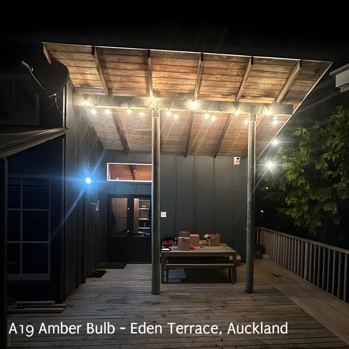 A19 Amber Bulb | 5m 10 Bulbs | Flush Mount Dimmable Festoon Lights