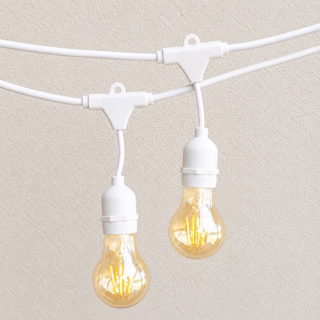 A19 Amber Bulb | 10m 10 Bulbs | Drop Hang Dimmable Festoon Lights