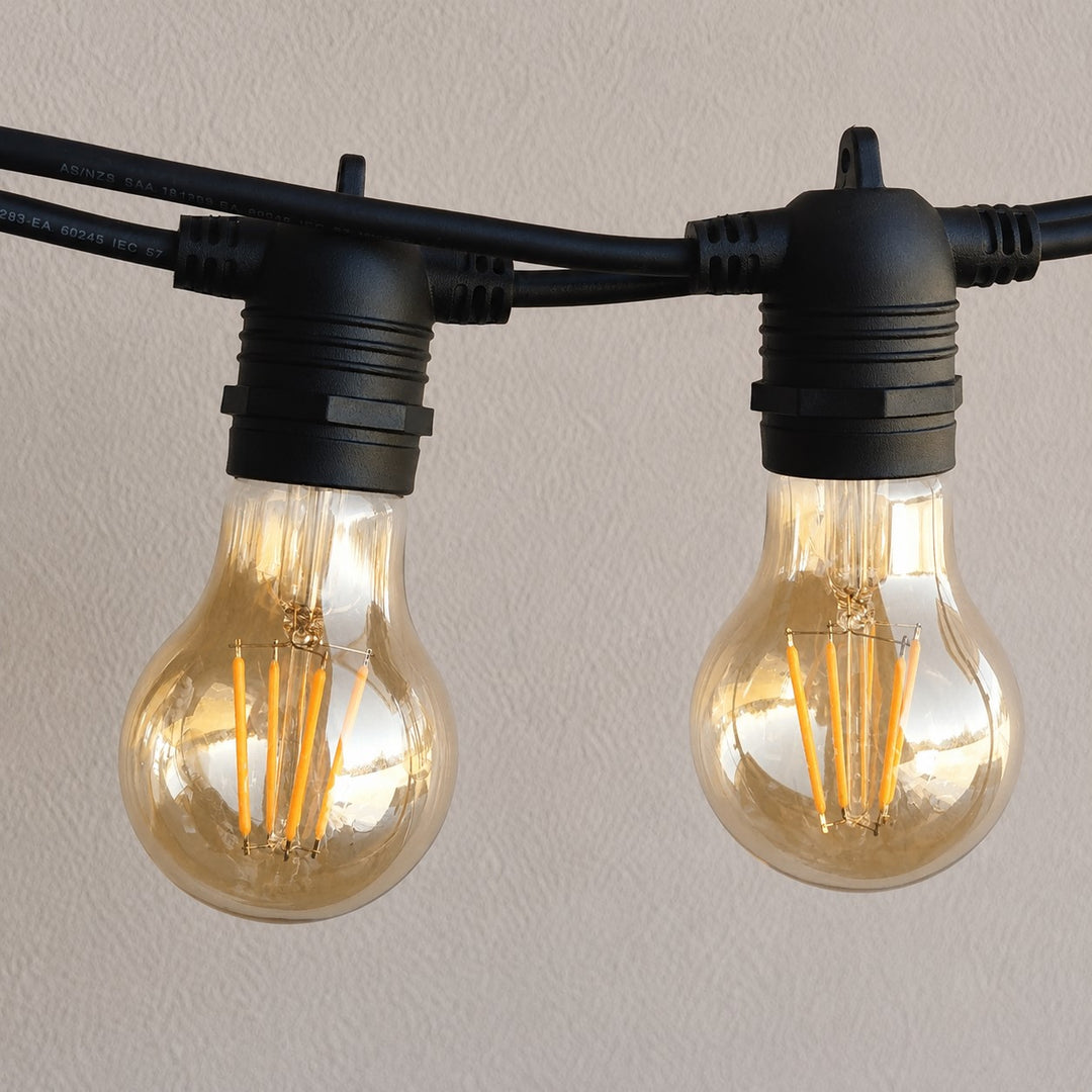 A19 Amber Bulb | 5m 10 Bulbs | Flush Mount Dimmable Festoon Lights