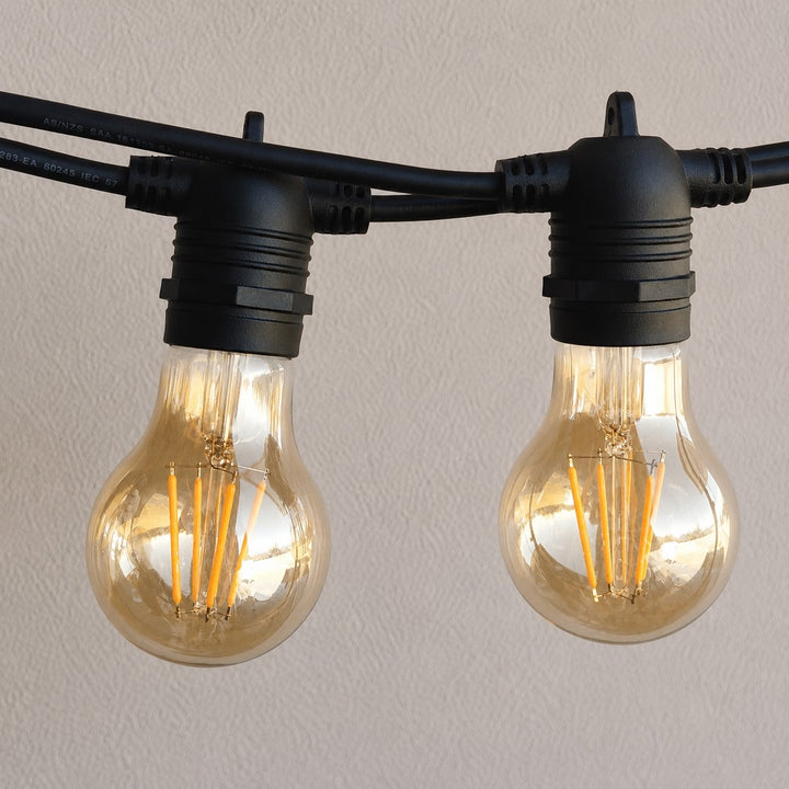 A19 Amber Bulb | 5m 10 Bulbs | Flush Mount Dimmable Festoon Lights