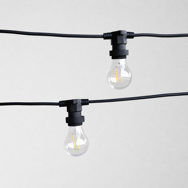 A60 Clear Bulb Festoon Lights | 10m 10 Bulbs | Flat Flush Mount
